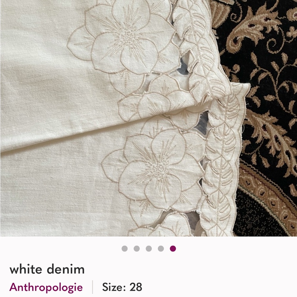 Anthropologie Cream Denim with Floral Cutouts